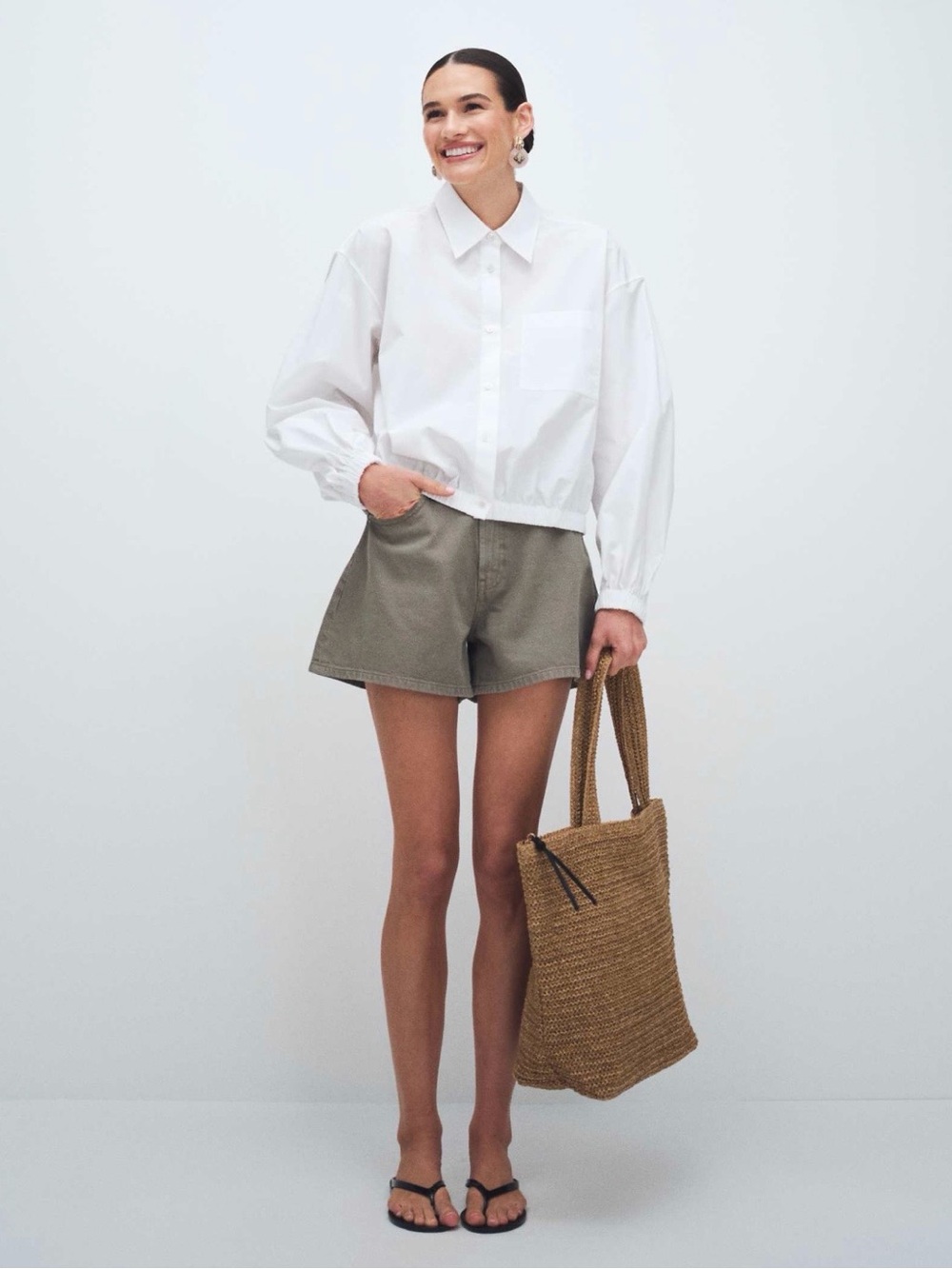 ASOS Olive High-Waist A line Bermuda Shorts